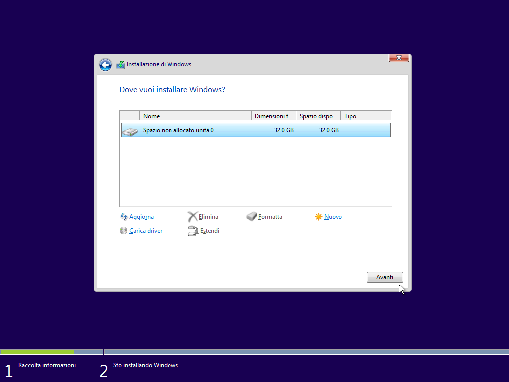 installare windows 10