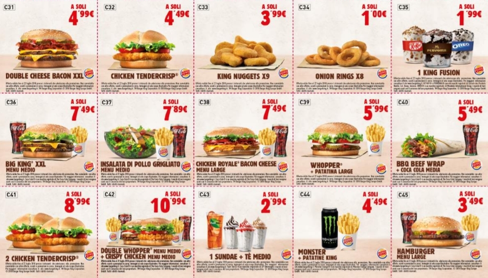 buoni sconto 40% burger king