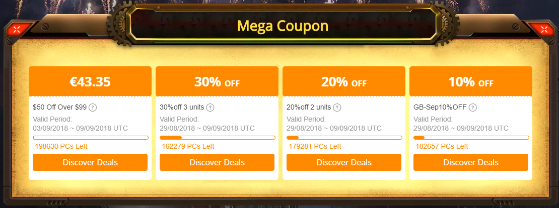 gearbest 50$ OFF OVER 99$