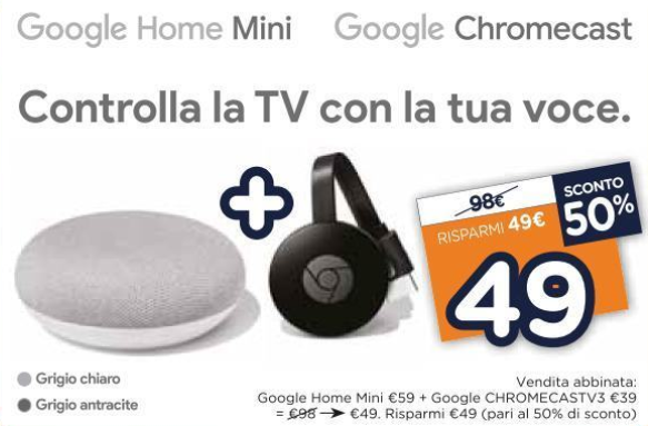 Google-Chromecast-3-Google-Home-Mini-in-offerta