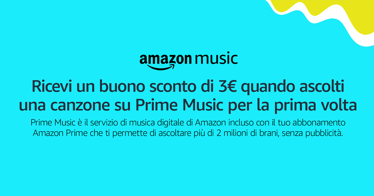 Buono sconto con  Prime Music: ascolta e ricevi 3€ in coupon!