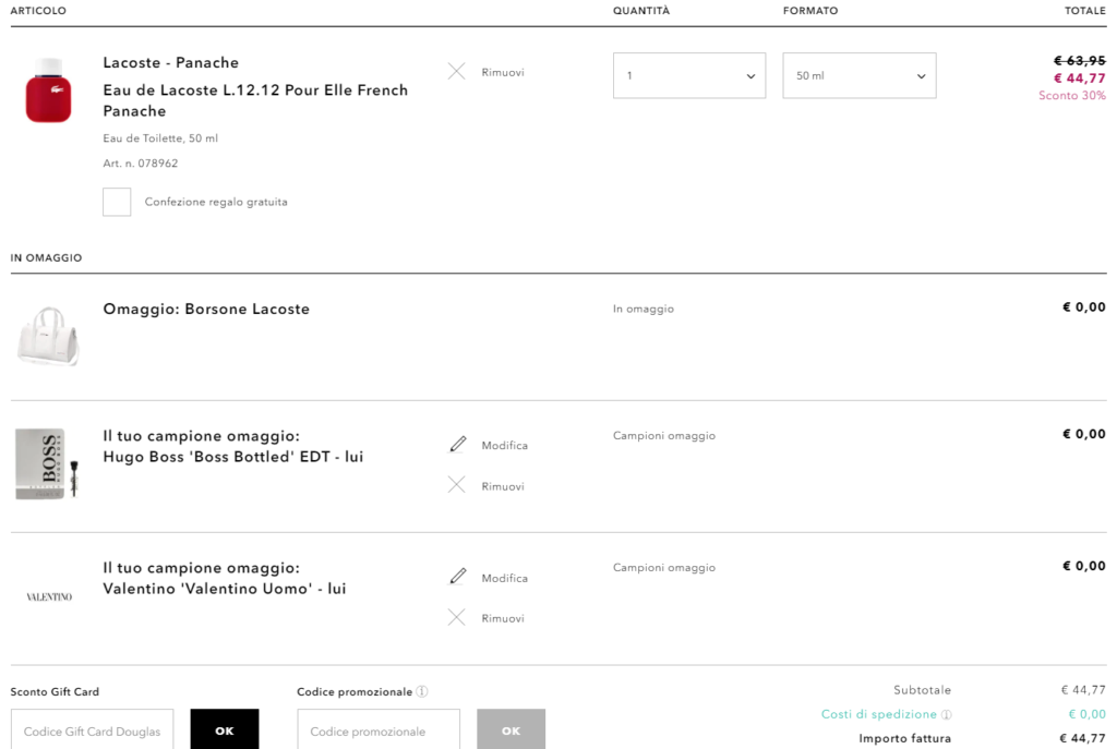 borsa lacoste gratis screen