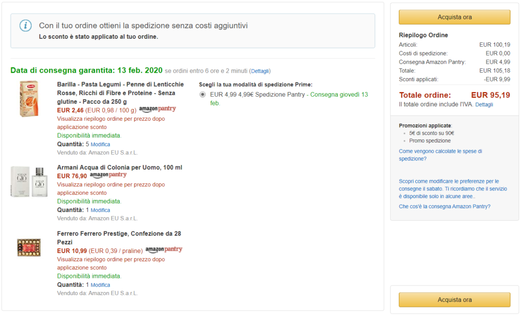 amazon pantry sconto