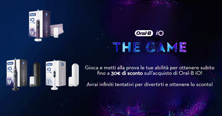 Partecipa al gioco interattivo su Amazon, e guadagna punti con la tua abilità! Vinci un buono da 10, 20 o 30 euro da spendere sugli spazzolini elettrici Oral-B.