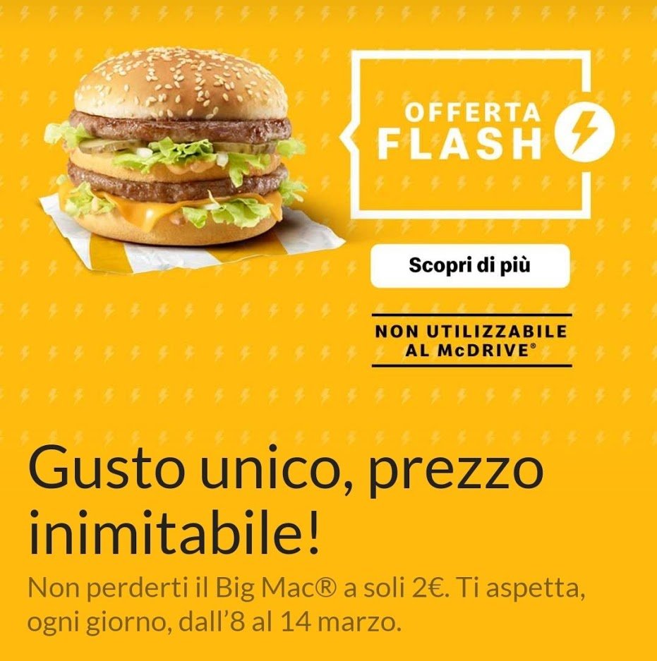 mcdonald's big mac offerta