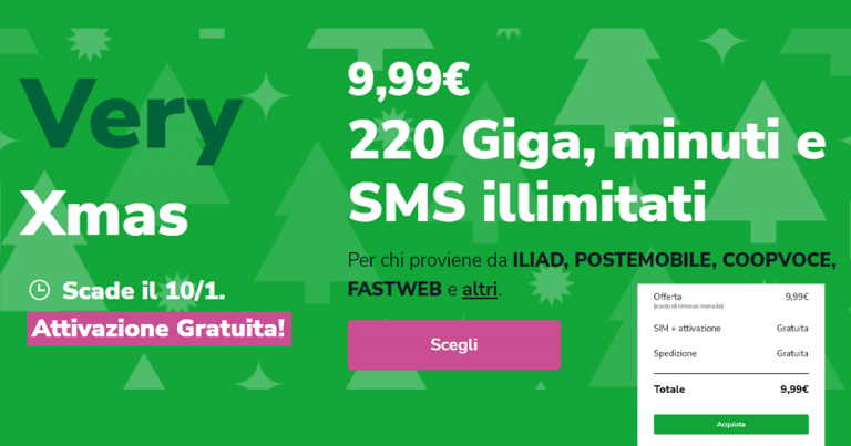 very mobile xmas offerta 220 giga