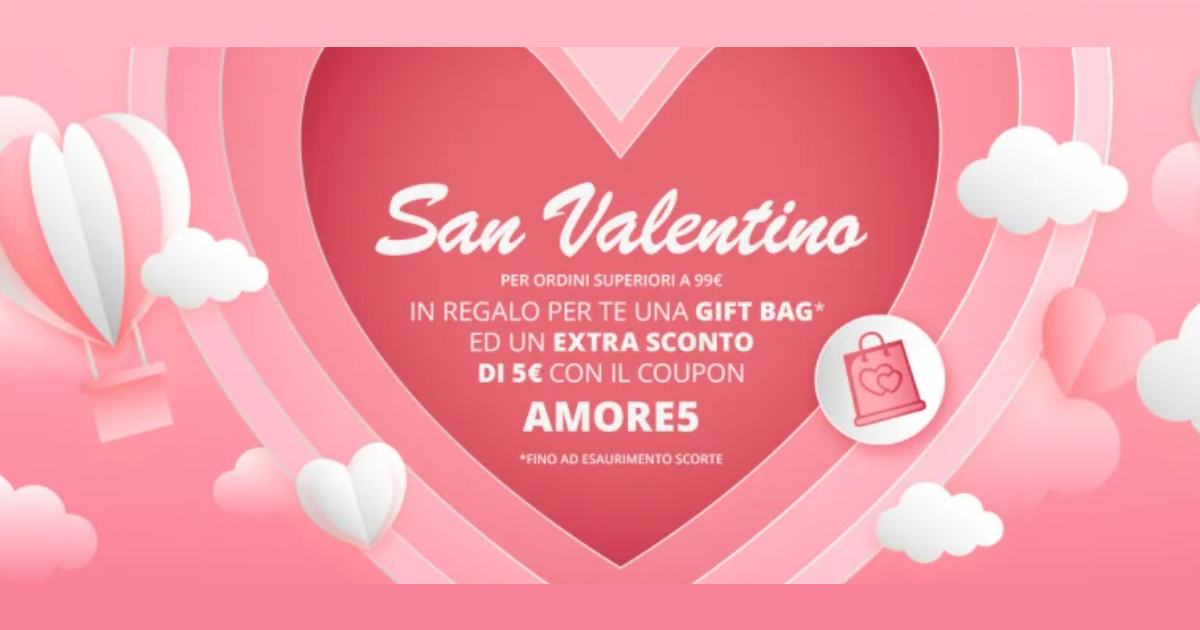 Farmacia Loreto promo San Valentino: 5€ di sconto e gift bag in omaggio!