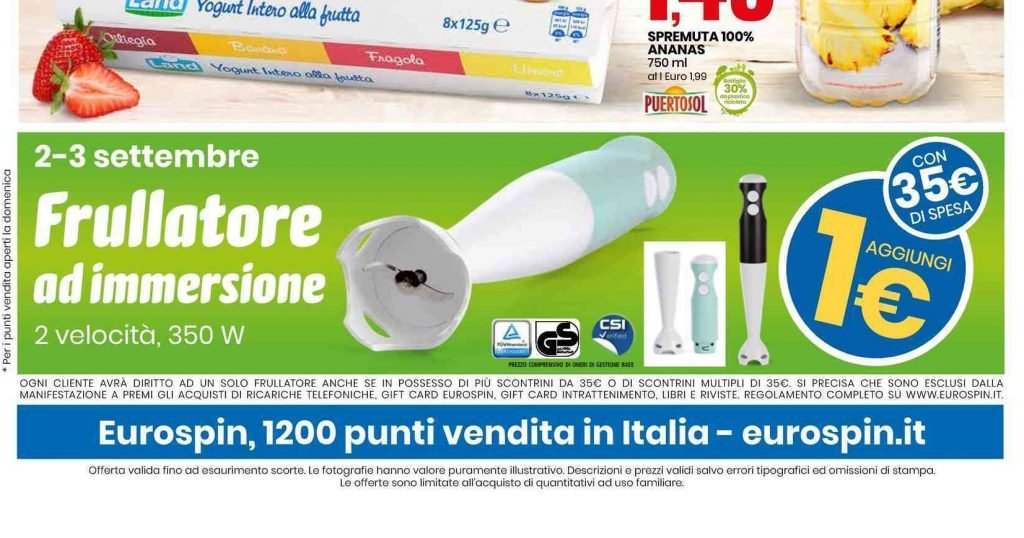 frullatore ad immersione eurospin