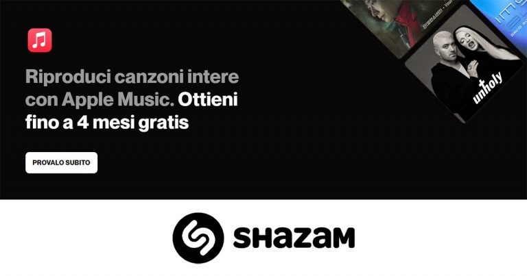 shazam apple music gratis 4 mesi