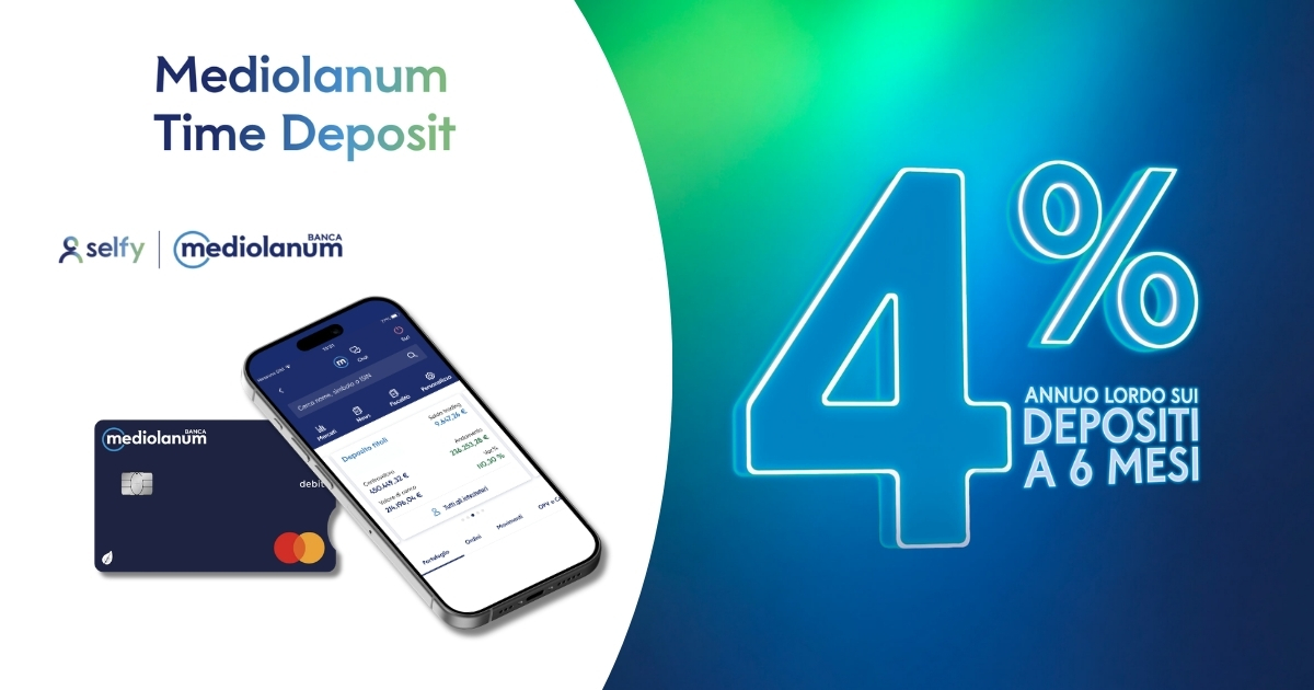 Mediolanum SelfyConto: 4% di interessi sulle somme vincolate