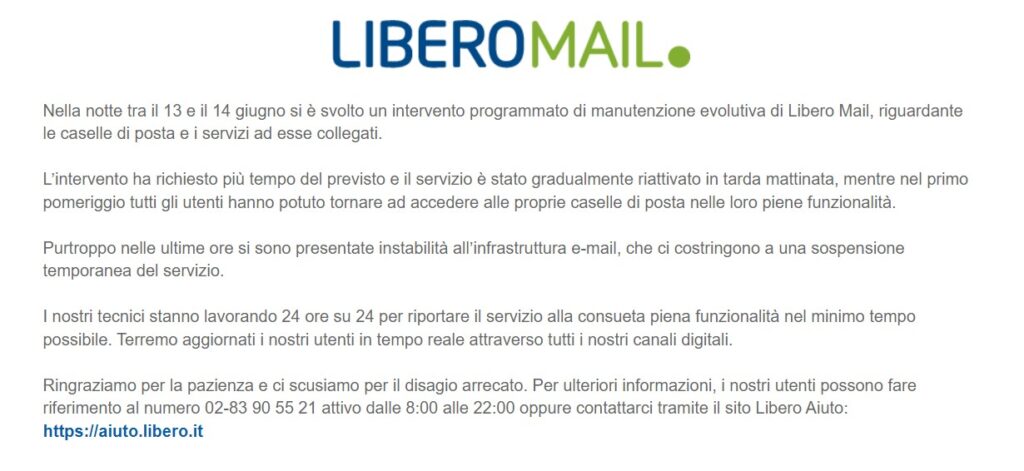 libero virglio mail down
