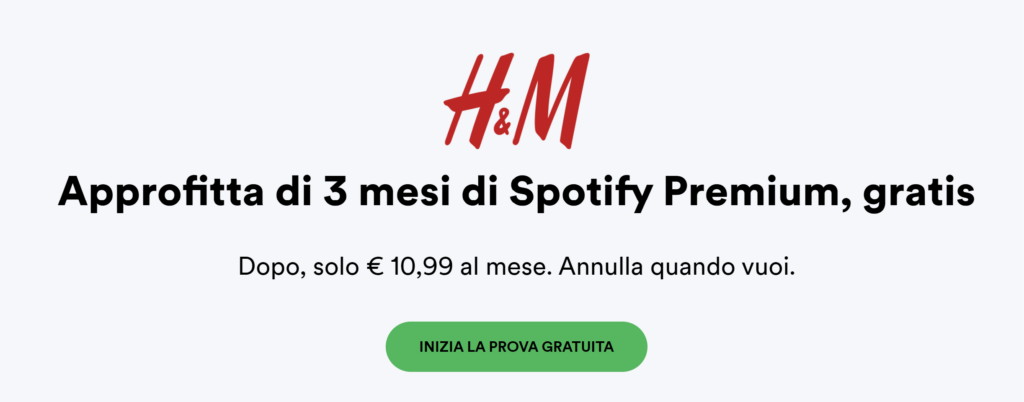 spotify premium gratis H&M 