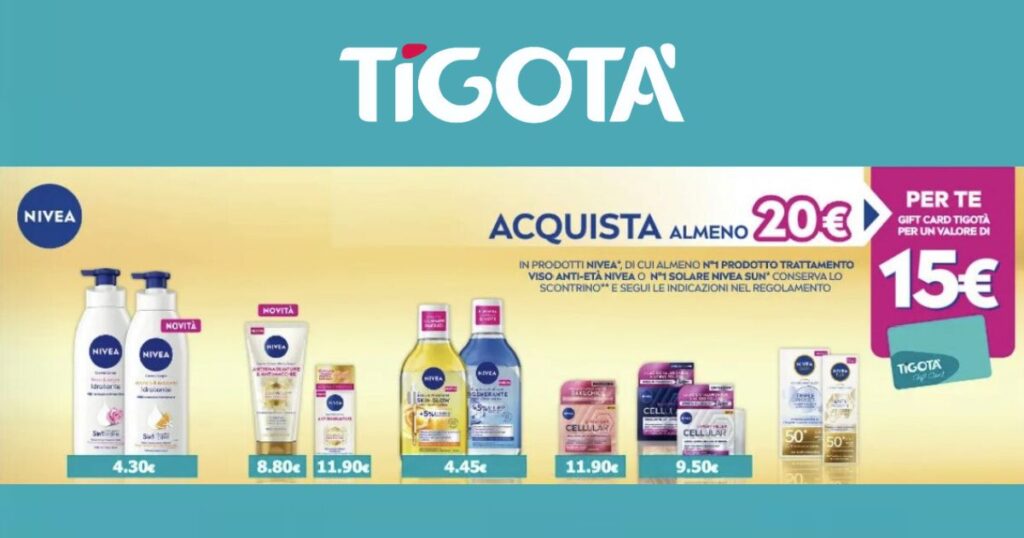 cashback nivea tigotà
