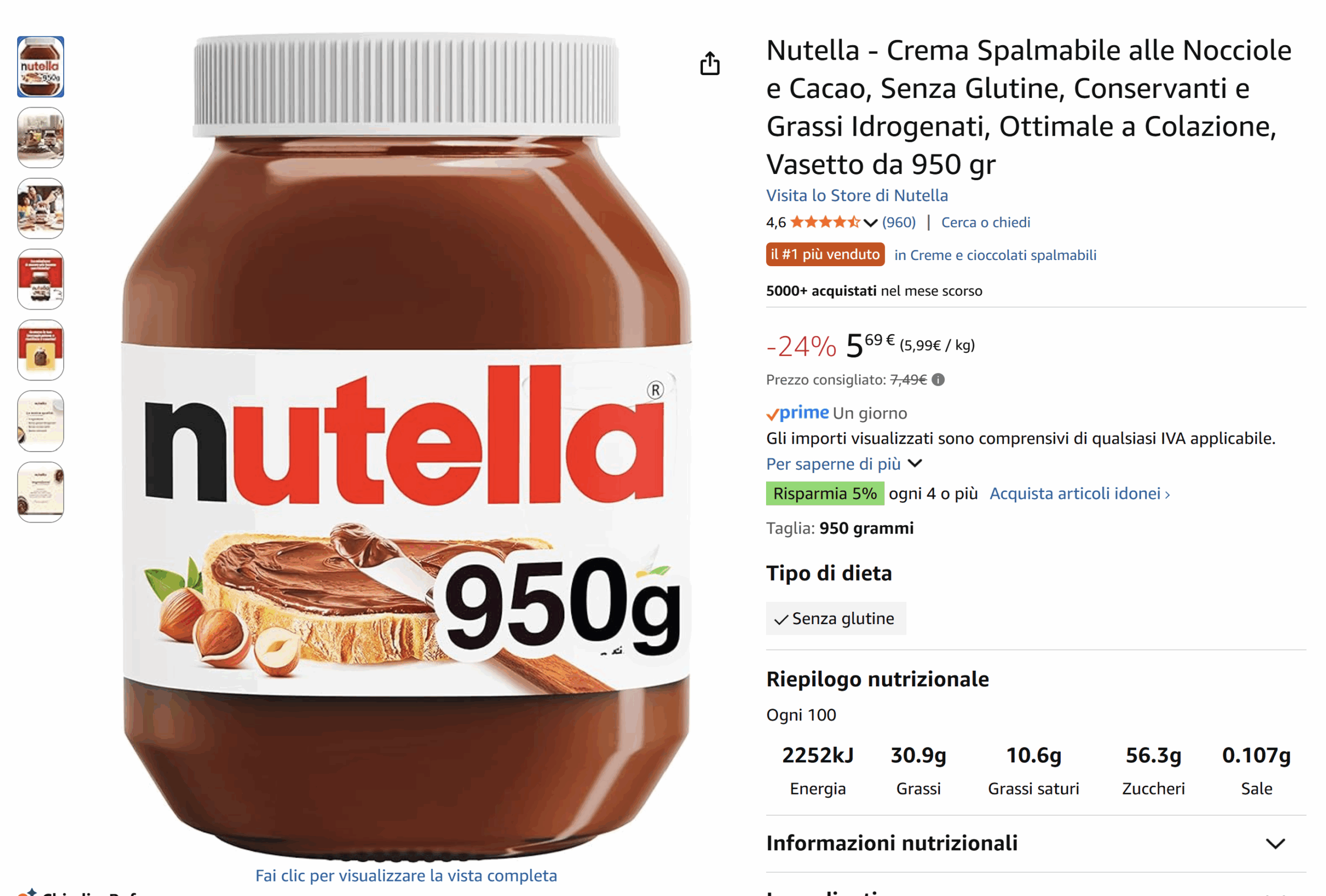 amazon nutella offerta
