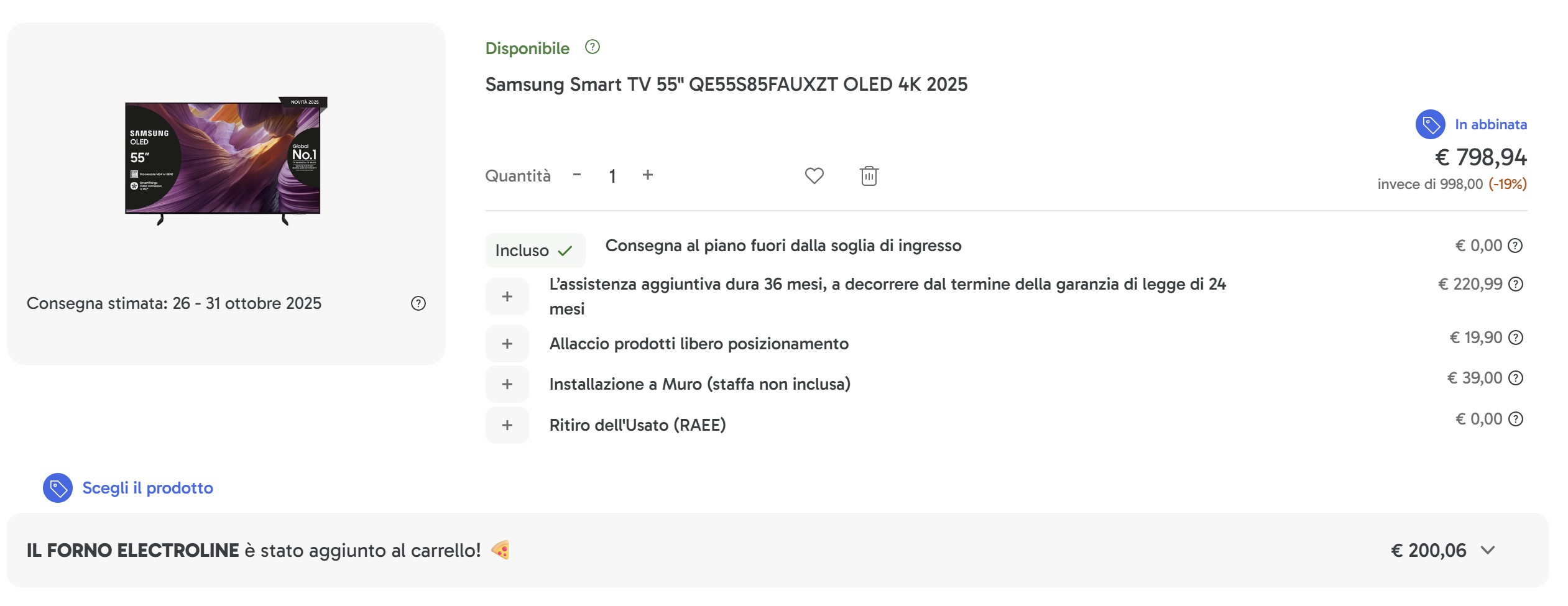 unieuro abbinata forno pizza