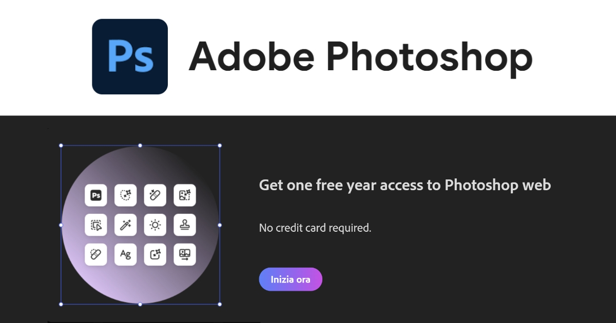 photoshop 1 anno gratis 